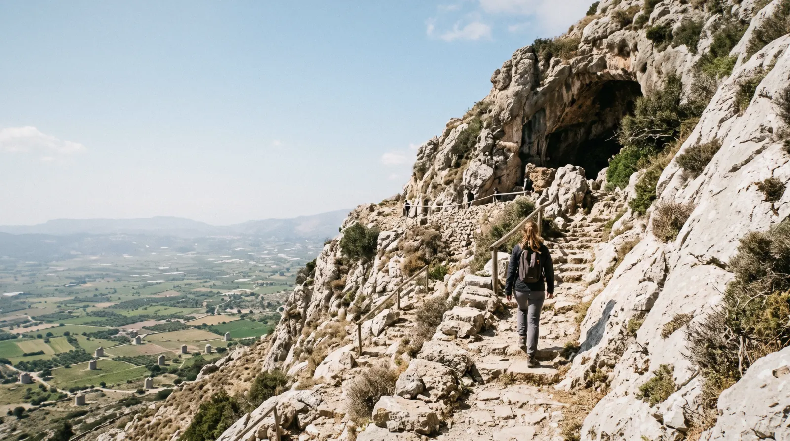 Stone windmills on the Lasithi Plateau near the Cave of Zeus, Crete