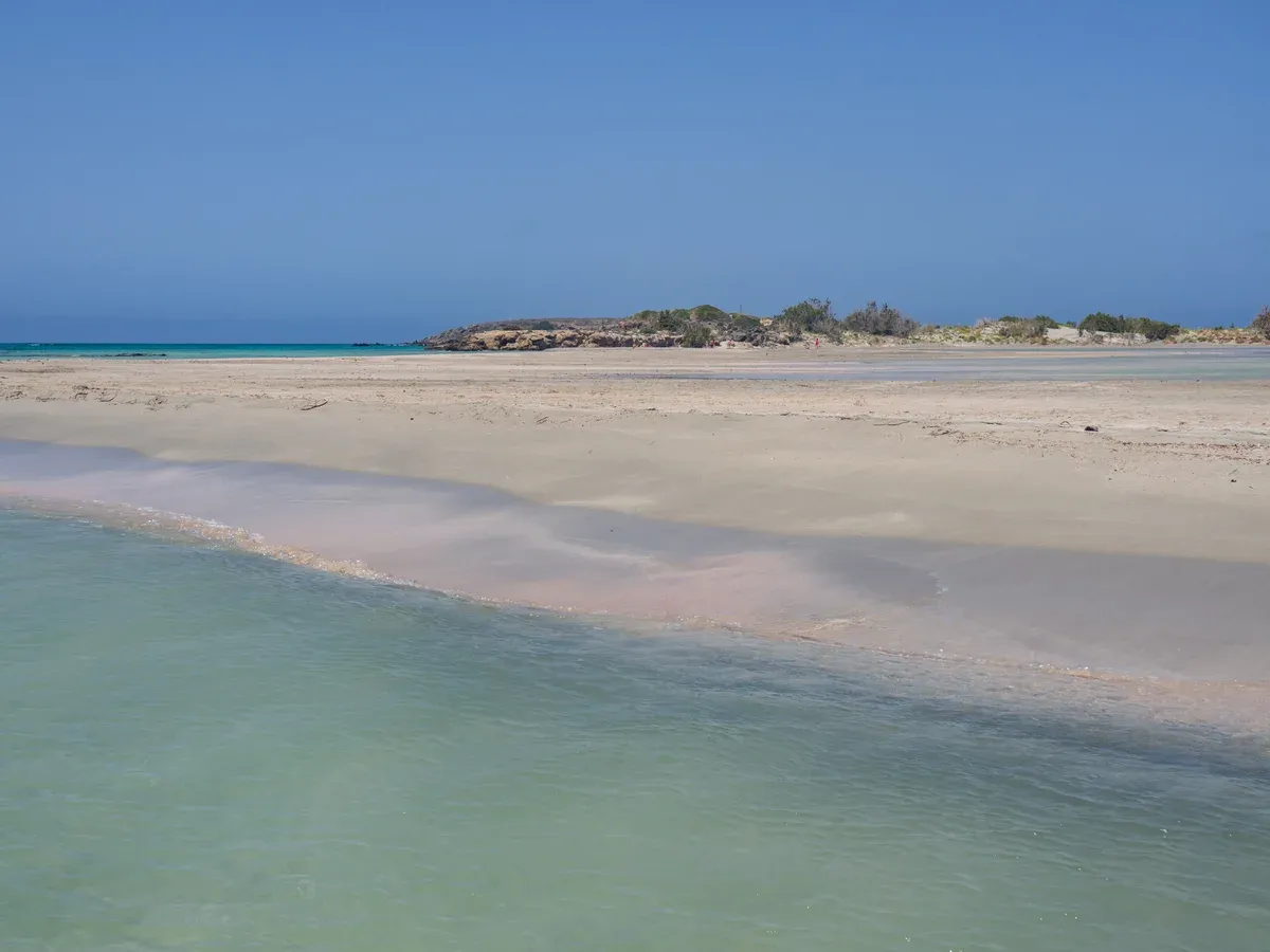 Elafonisi, shallow lagoon at the south-west tip, Crete Greece