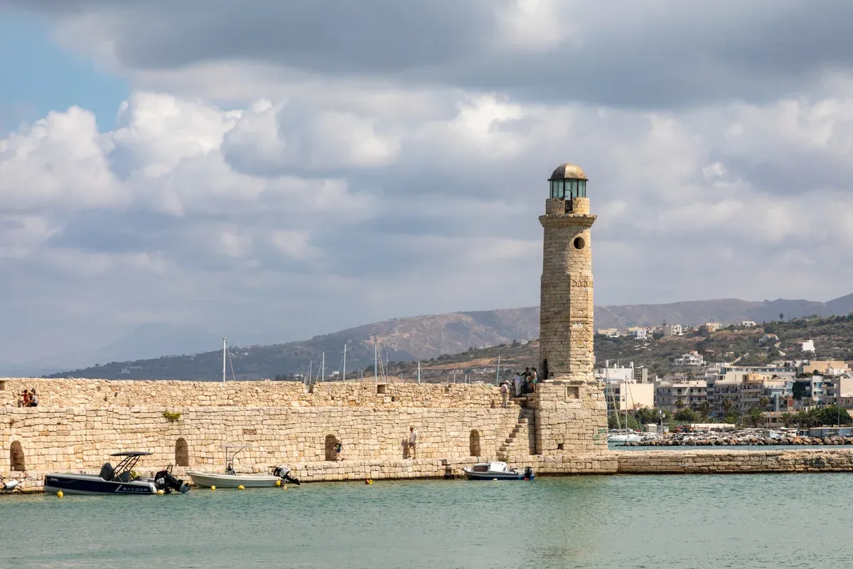 The lighthouse at Rethymno's old Venetian harbour, Crete